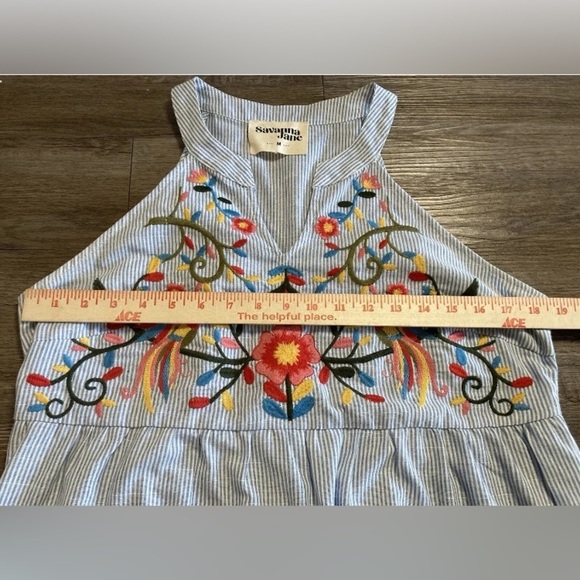 Savanna Jane Top Medium Sleeveless Floral Bird Embroidered V Neck Boho - Picture 4 of 9